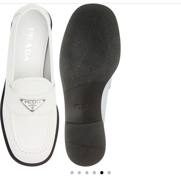 Prada Unlined Brushed Leather Loafers - White - 36 - Picture 2 of 4